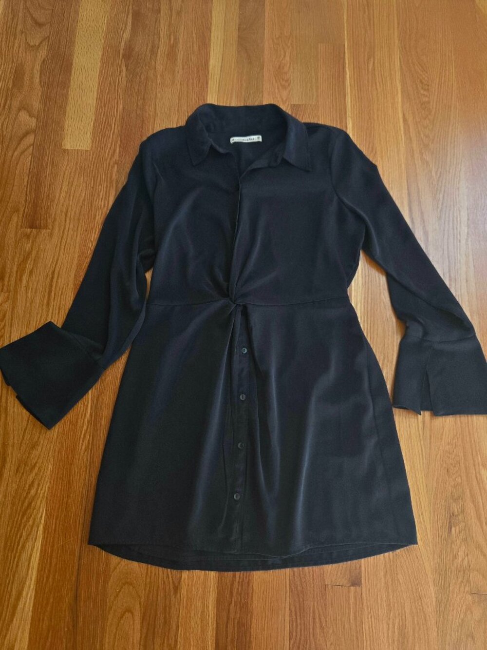 Abercrombie & Fitch Black Long Sleeve Twisted Front Shirt Dress Size MP